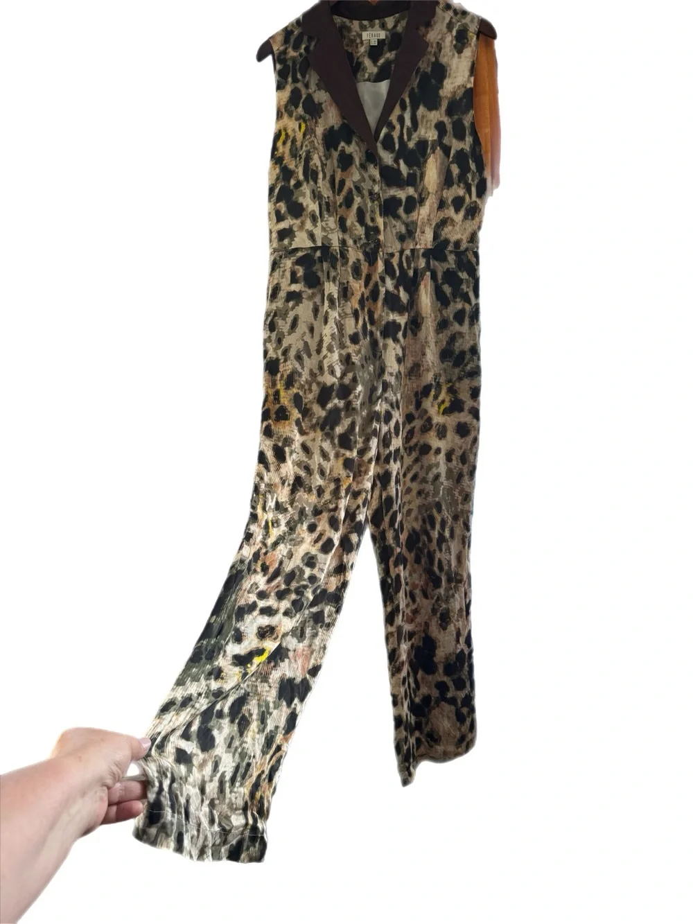 Louis Féraud 100% Silk Leopard Print Jumpsuit - Picture 3 of 15
